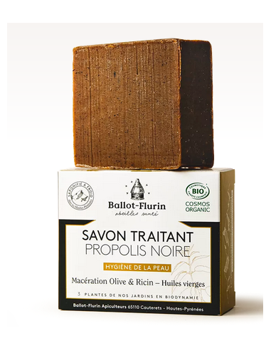 Savon Traitant à la Propolis Noire - Saponifié à froid dans notre Savonnerie des Hautes-Pyrénées